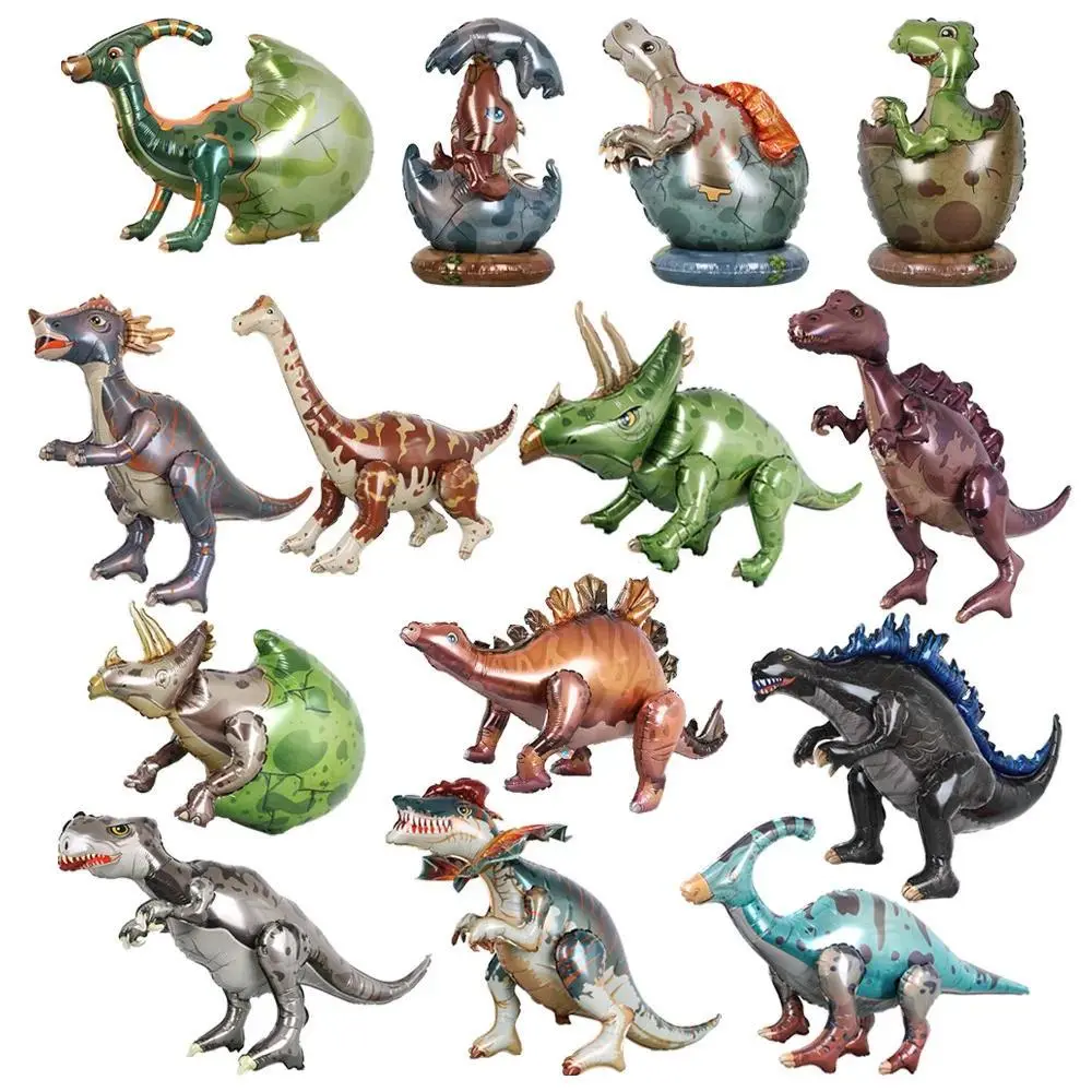 1pc Aluminium Simulation Cartoon 4D Dinosaur Splicing Assembly Toy Balloon, Jurassic World Theme Room Accessories, Home Improvement Party Decor, Balloon Splicing Assembly Toy