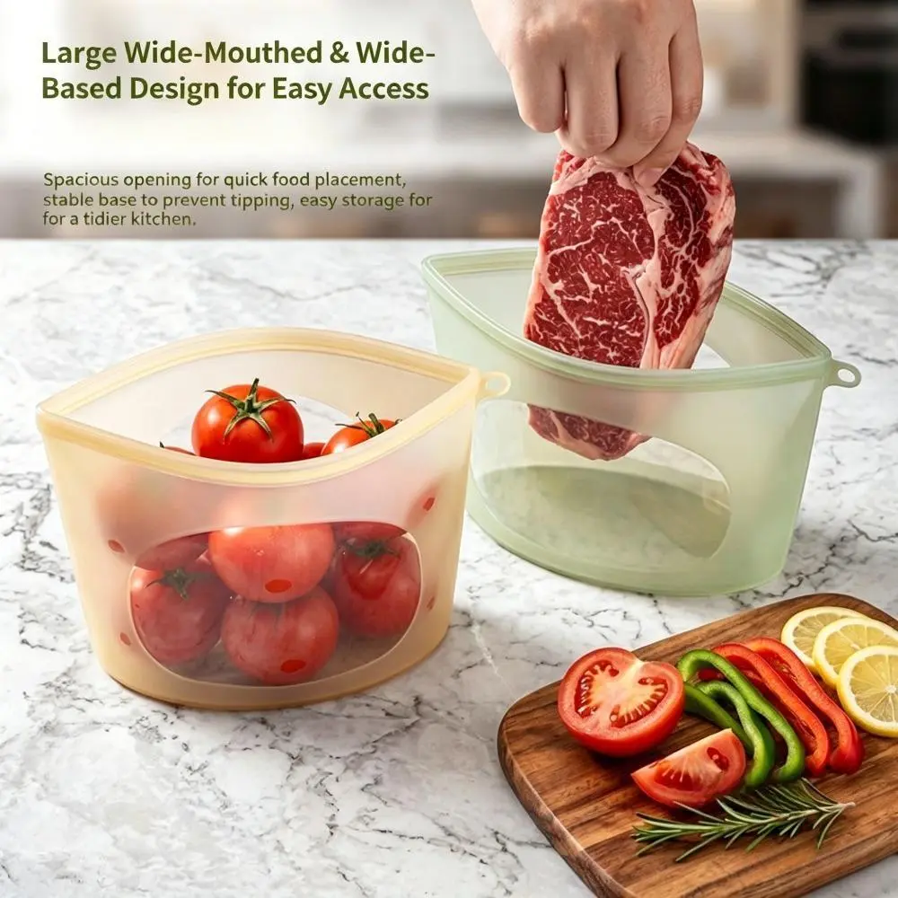 Eco-Friendly Silicone Food Storage Bags (500ml/17oz) - Airtight, Leak-Proof, Reusable, FDA-Approved Non-Toxic, Dishwasher Safe, 0-Waste Meal Prep Essential, Maintains Freshness, Freezer-To-Oven Ready, Sustainable Kitchen Accessory