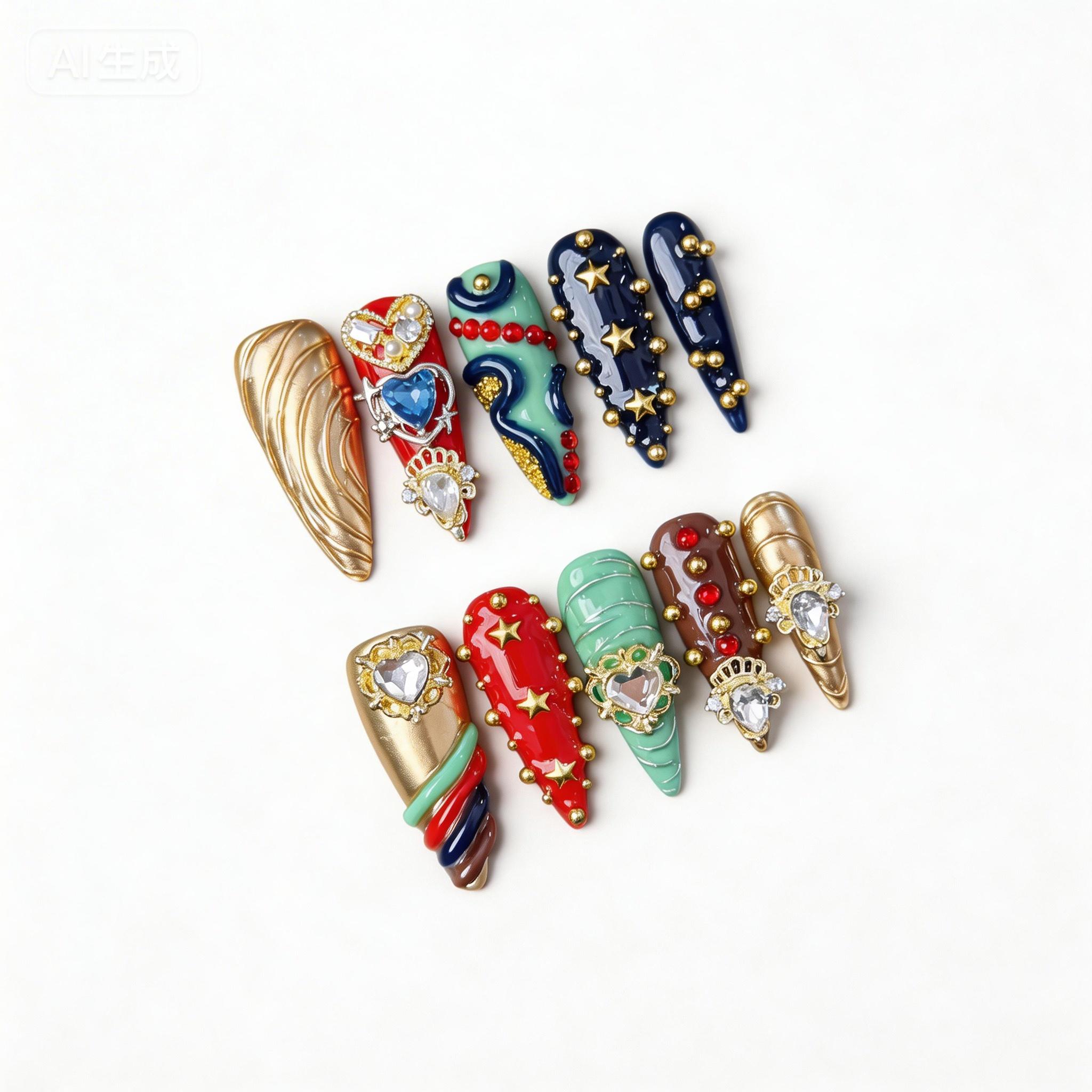 Vintage Cross Press-On Nails, Old Money Aesthetic Handmade Reusable False Nails, Luxury Cross Design Press On Manicure Set Nails for Women, Gothic Cross Nail Art