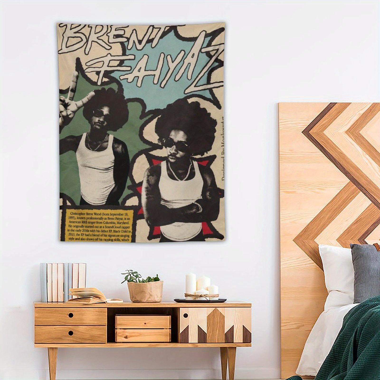 Brent Faiyaz "Wasteland" Music Album Cover Tapestry - Vibrant Wall Art for Bedroom, Living Room, or Dorm Decor - Horizontal Peach Light Beige Fabric Design, Music Room Decoration |     Retro Tapestry Ornaments Artistic Photo Print