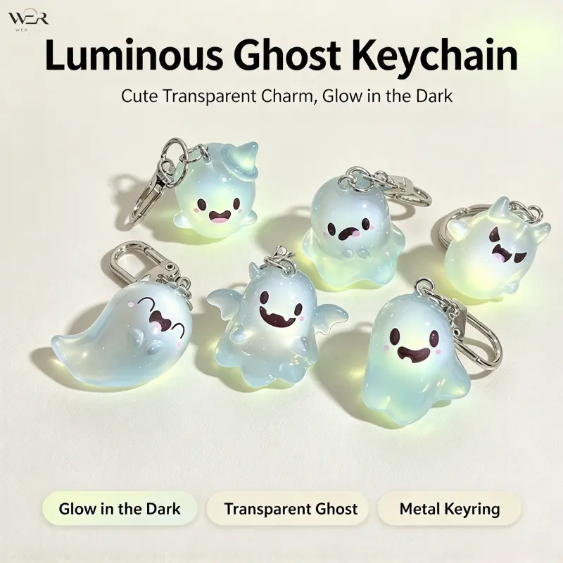 Cute Creative Luminous Ghost Keychain, Funny 3D Halloween Figure Pendant, Ins Style Bag Charm, Spooky Decor Accessory, Lovely Hanging Ornament for Backpack Handbag Keys Daily & Holiday Party Decoration ****