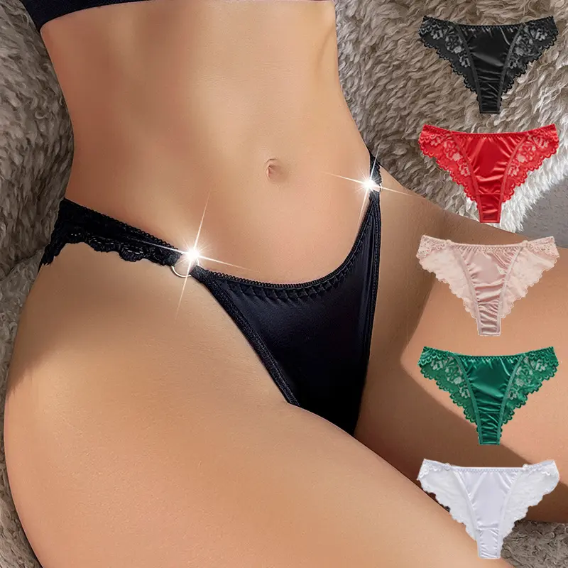 2026 New European Style Lace Thong for Women, Low-Rise Sheer Mesh G-String with Delicate Floral Pattern & Soft Stretchy Fabric, Breathable Sexy Underwear for Daily & Summer Wear
