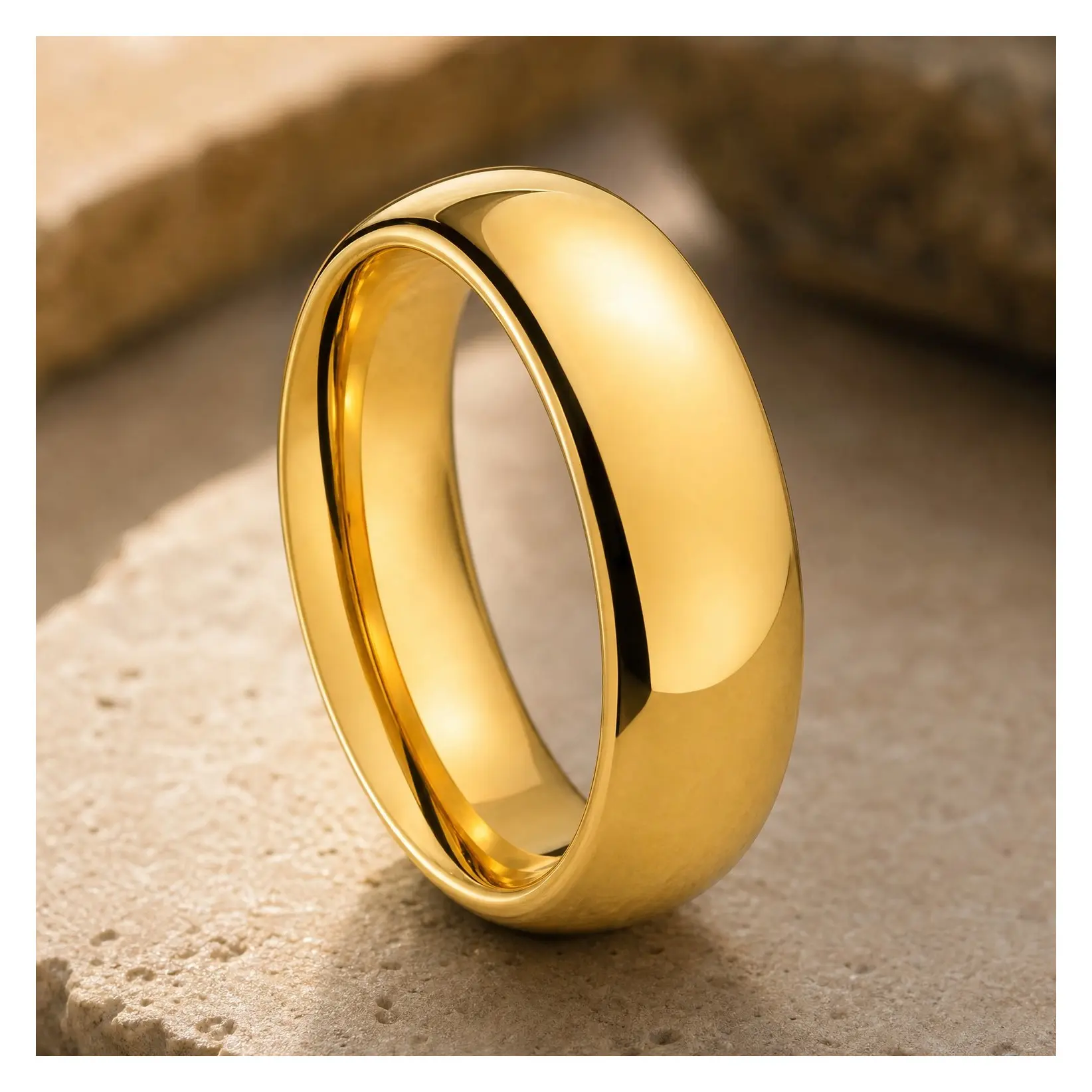 Men's Women's Tungsten Carbide Ring 24k Gold Plated Rose Gold Plated Domed Polished Finish Wedding Band | Gold/Rose Gold, 1.5mm/2mm/4mm/6mm/8mm, Everyday WearGift