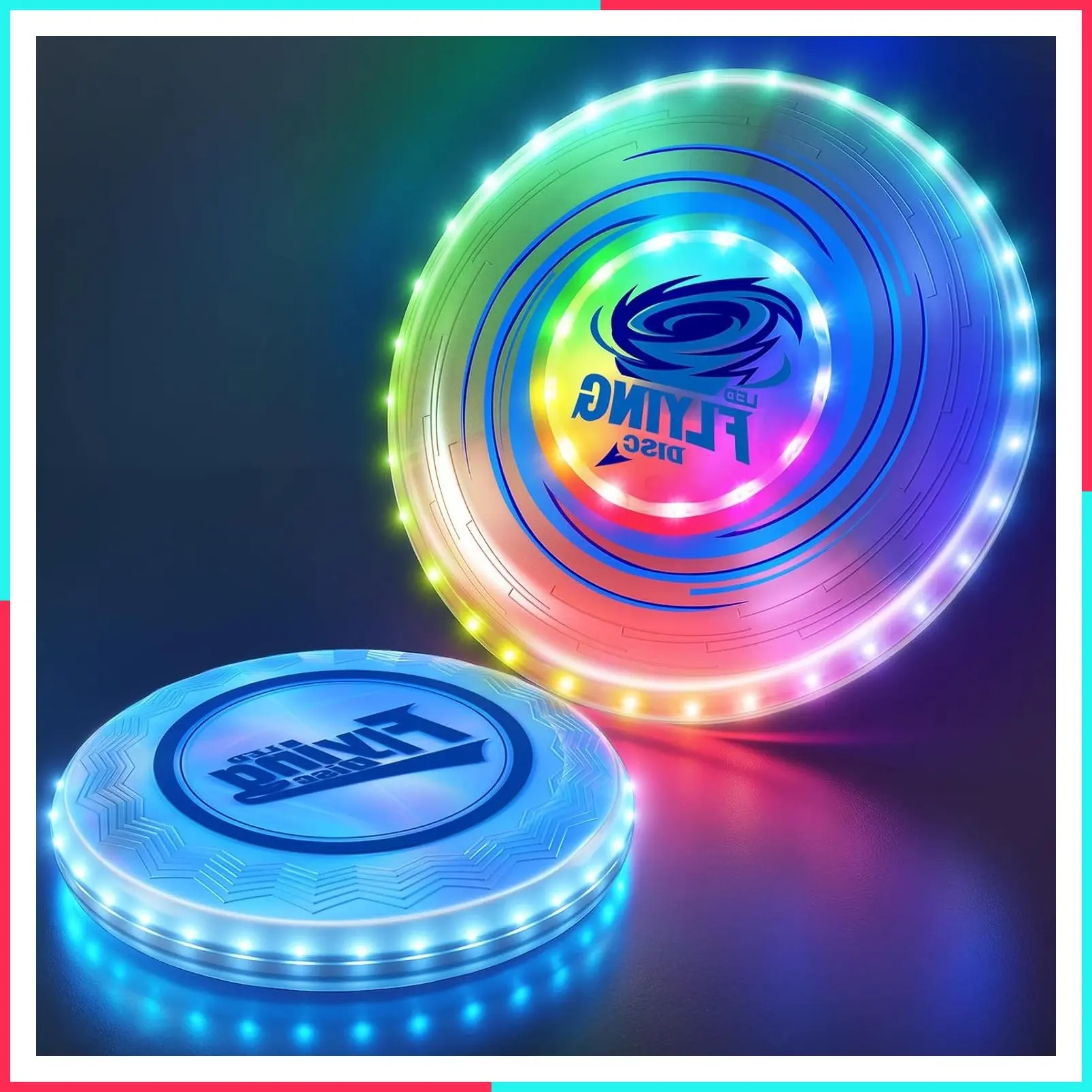 2 Pack Light Up Flying Discs for Kids & Adults, 10" & 7.8" Sizes