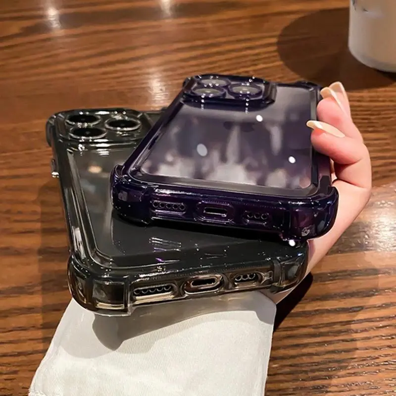 Luxury Shockproof Clear Phone Case For iPhone 15 14 11 12 13 Pro Max XR X XS 8 Plus Silicone Bumper Transparent Hard Back Cover
