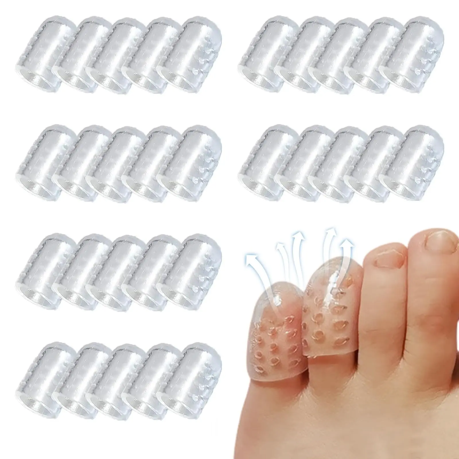 10pcs Silicone Anti-Friction Toe Protectors, Breathable Gel Toe Sleeves, Unisex for Running Dancing, Blister Pain Relief, Comfortable Fit