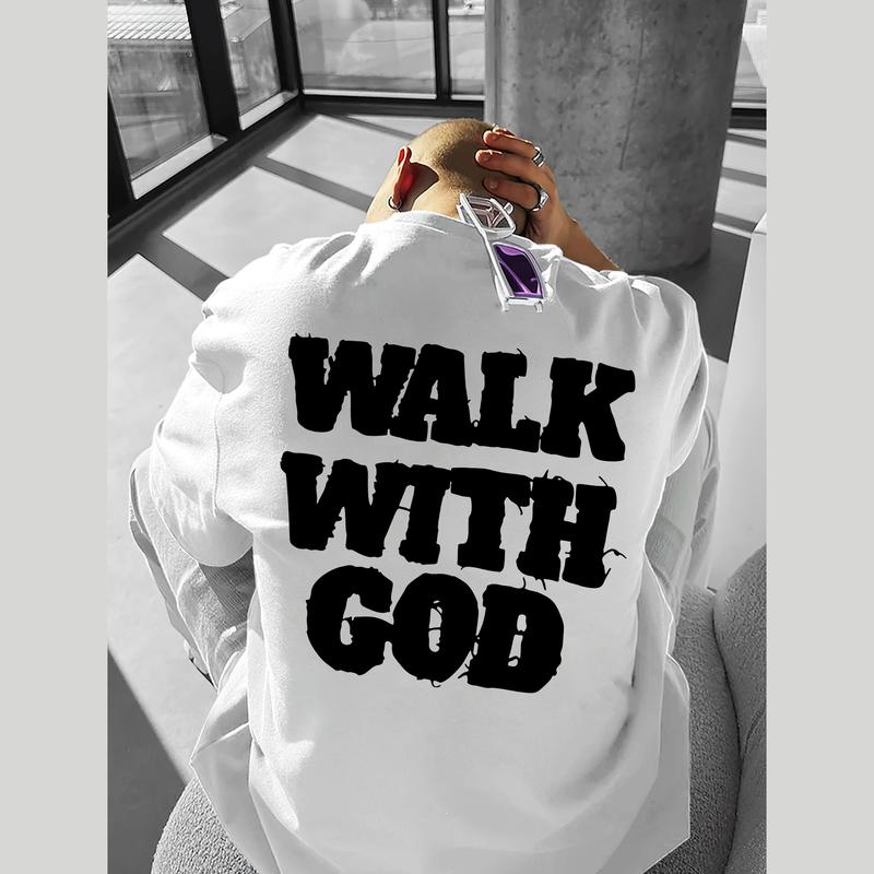 Walk With God Christian Hoodie & T-shirt for Men and Women, Faith-Based Streetwear Pullover, Bold Bible Quote Design, Religious Graphic Hoodies, Unisex Spiritual Clothing