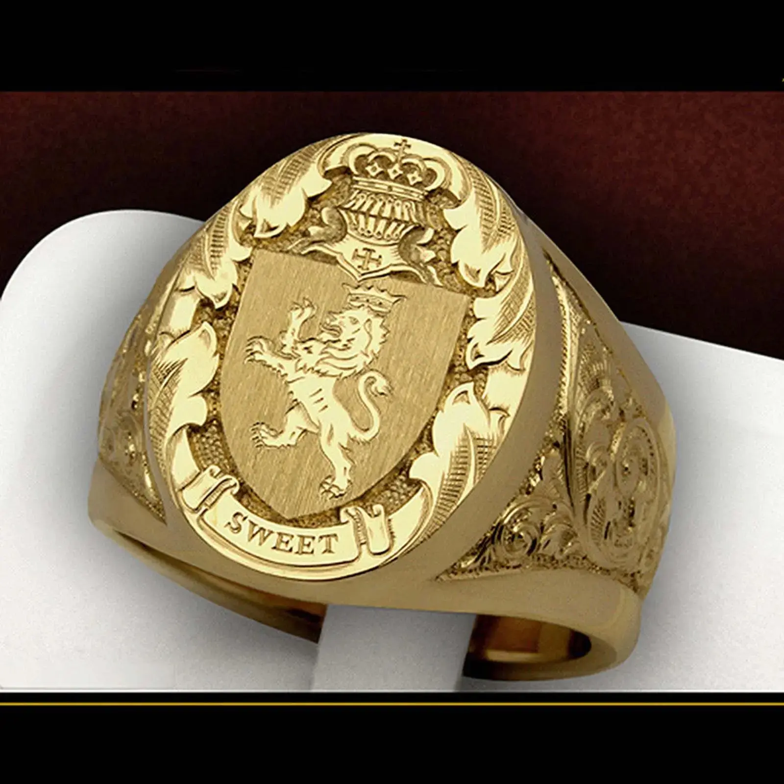 Crown lion shield badge ring cool hip-hop exaggerated seal men's ring for boyfriend gift suitable for party