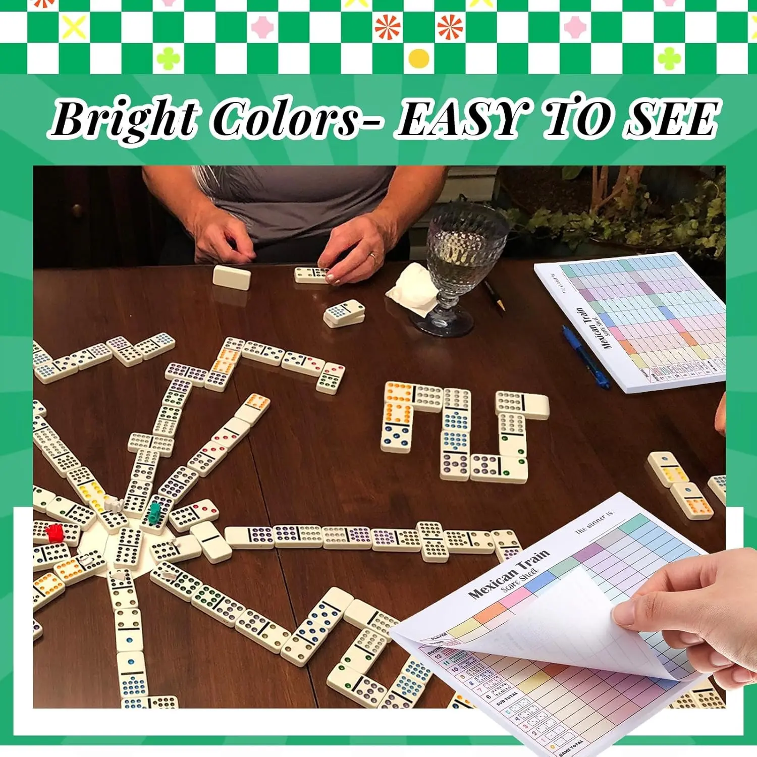 Mexican Train Score Pads, Foot Dominoes Game Scorepad, Mexican Train Accessories, Adults Mexican Train Score Sheets Scoreboard Paper Record Clearly for Family Fun Game Night Travel