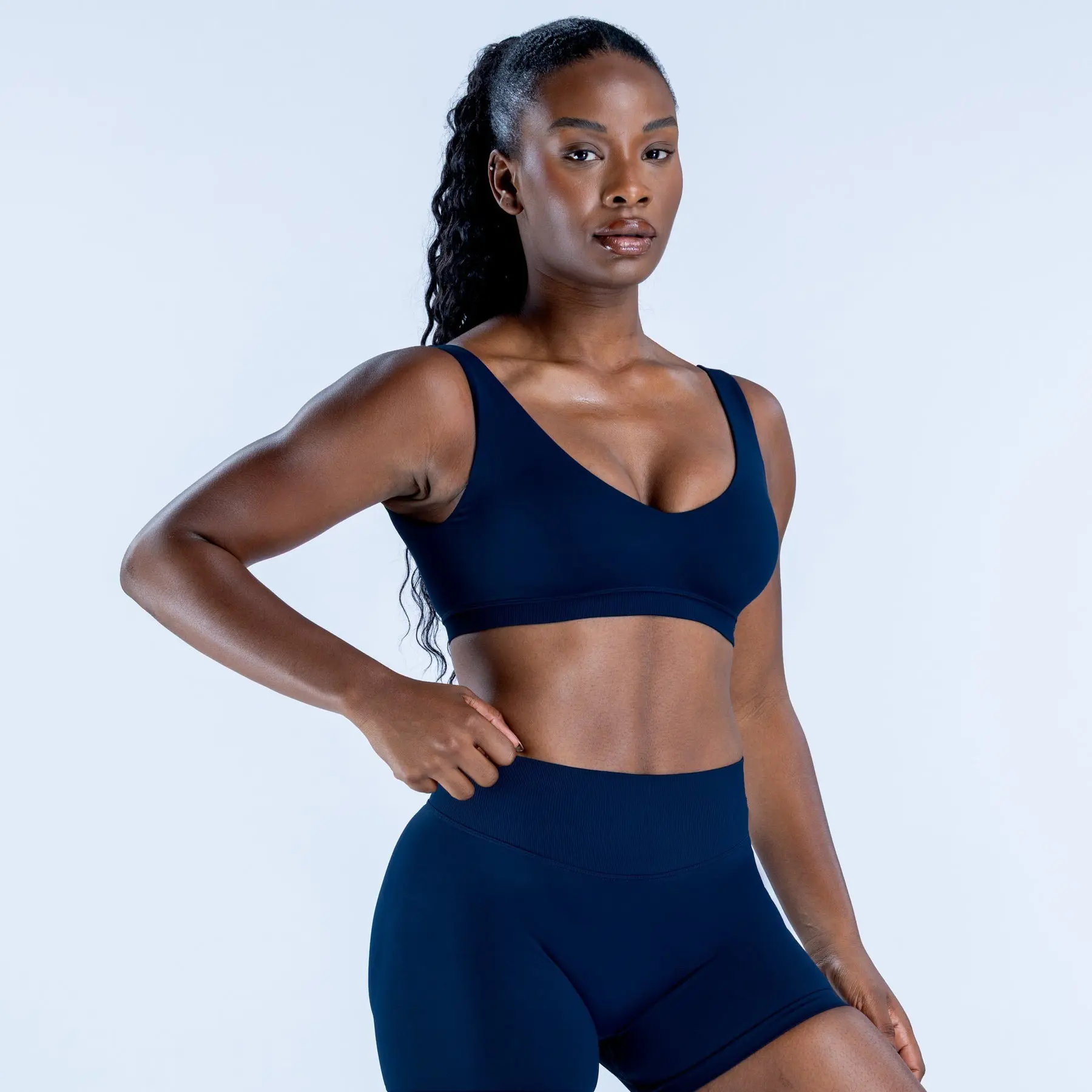Women's Seamless Cut Sports Bra, High-Elasticity Moisture-Wick Nylon Blend Tank with U-Back for Yoga & Fitness, U-Back Tie