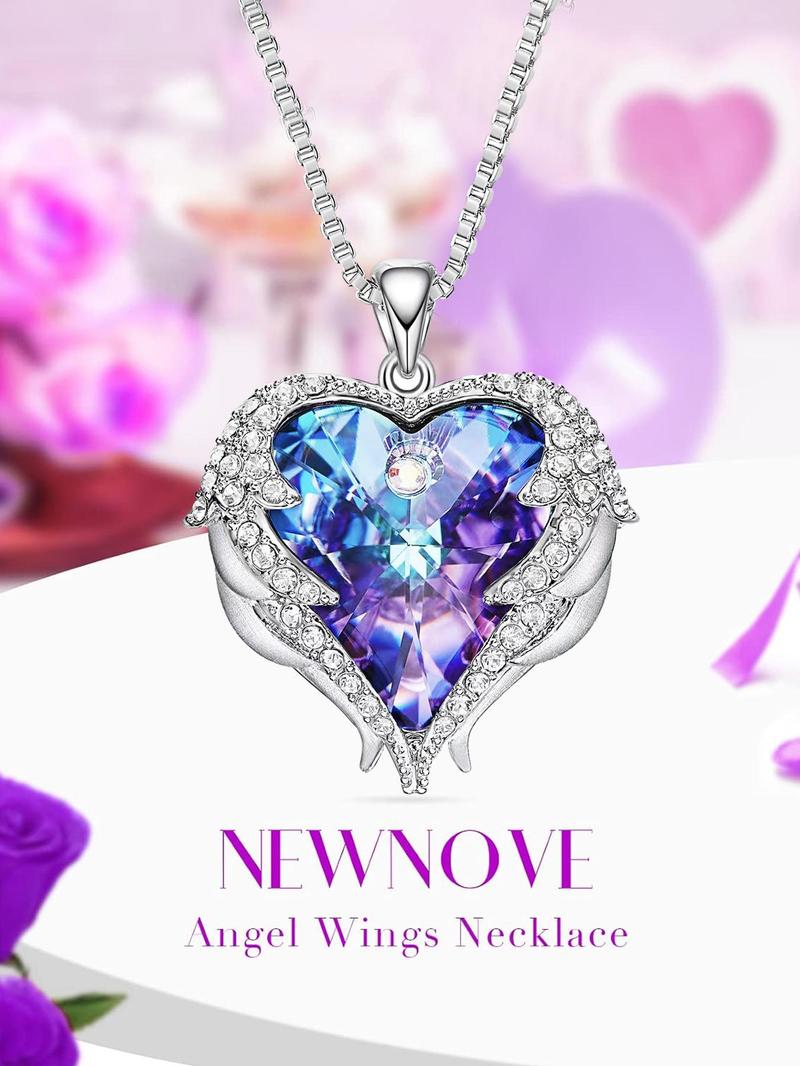 Valentine's Day Women's Artificial Gemstone & Rhinestone Decor Pendant Necklace with Rose Gift Box, Fashionable Heart Shaped Necklace for Women & Girls, Suitable As Gift, Jewelry, Mother's Day Gifts, Gift Set for Mothers, Gifts for Her