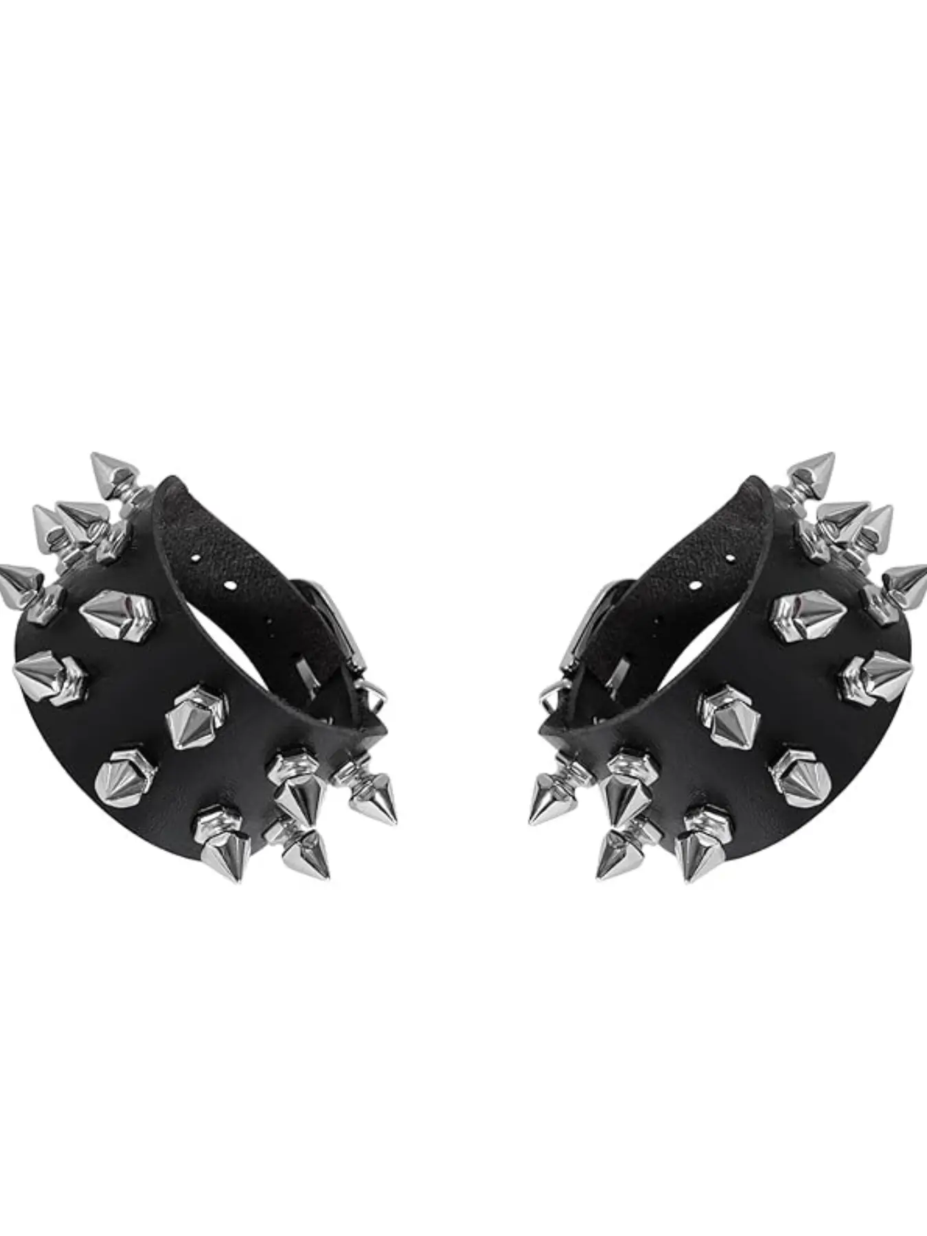 1/2/3Pcs Punk Spiked Faux Leather Jewelry Set, Cone Rivet Choker Necklace, 2pcs Wide Wrist Cuffs, Adjustable Gothic Rock Unisex Accessory