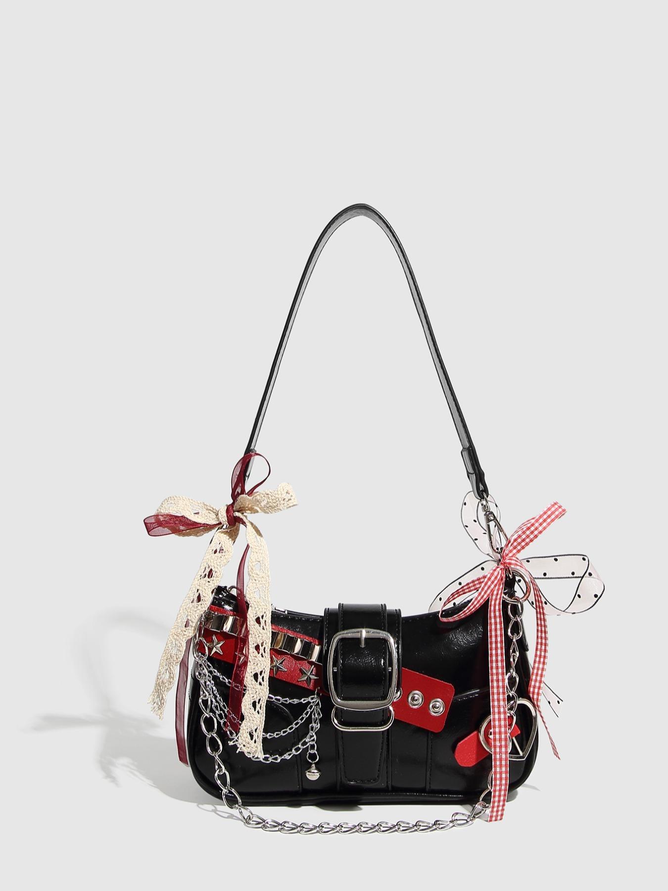 Women's Star Lacy Decor Stylish Crossbody Bag, Fashionable Pu Leather Adjustable Embellished Shoulder Bag for Daily Used, Casual Trendy Versatile High-quality Daily Commuting Bag