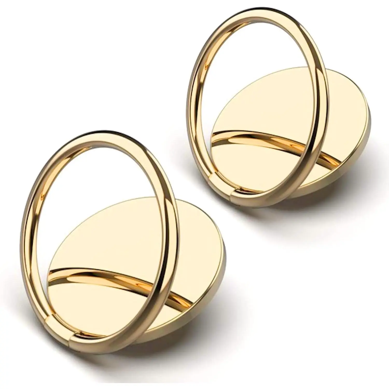 [2 Pack] Small Round Sparkling Cell Phone Ring Holder Stand,360  Rotation and 180  Adjustable Finger Ring Kickstand with Polished Metal Phone Grip ()
