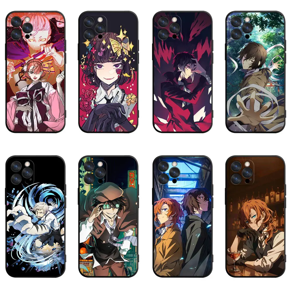 Bungo Stray Dogs Phone Case, Soft Shockproof Lens Protection Black Frame Cover Compatible With iPhone 11/12/13/14/15/16/17 & Samsung Galaxy S23/S24/S25/S26