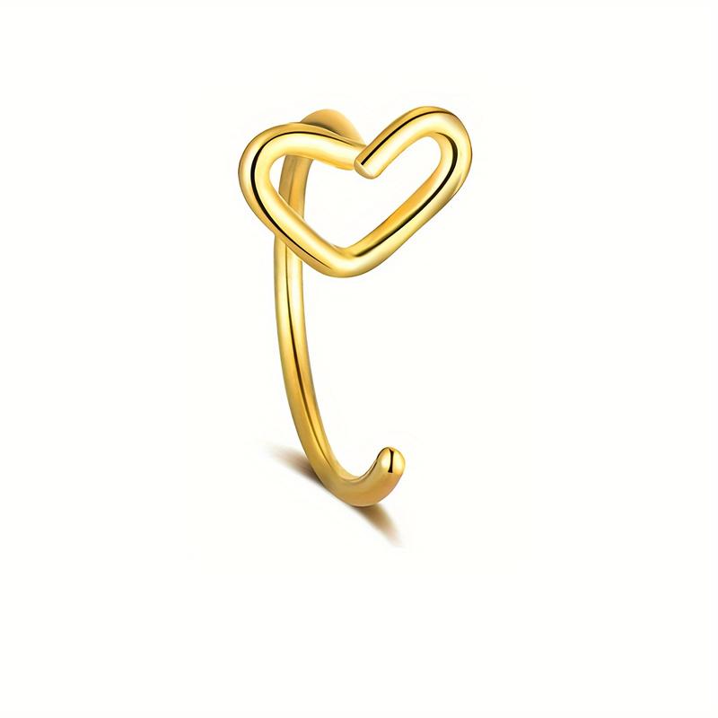 4PCS Boho-chic Heart Nose Rings Stainless Steel Elegant Women Body Piercing Jewelry Set Colorful Eyebrow, Navel, and Lip Body Piercings Jewelry Gift