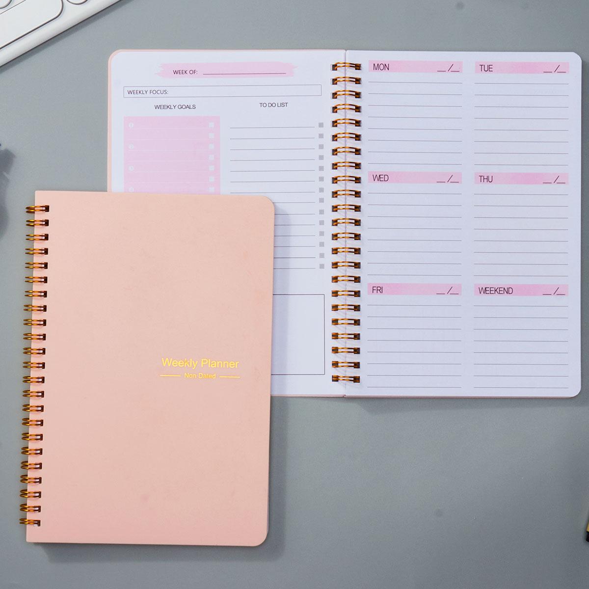 Weekly Notebook, 1 Piece Portable Spiral Notebook, Weekly Planner Journal Book, Budget Planner Books for Home Office School Supplies, Spiral Bound Planner