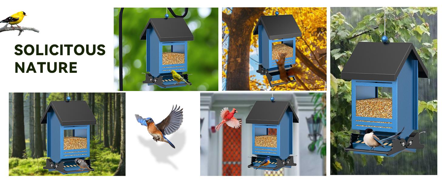 Wildpark Squirrel Proof Smart Bird Feeder by Wildpark - Outdoor Bird House for Bird Watching, Attracts Many More Birds! Durable Courtyard Decoration & Mother‘s Day Gift Idea for Garden Moms.