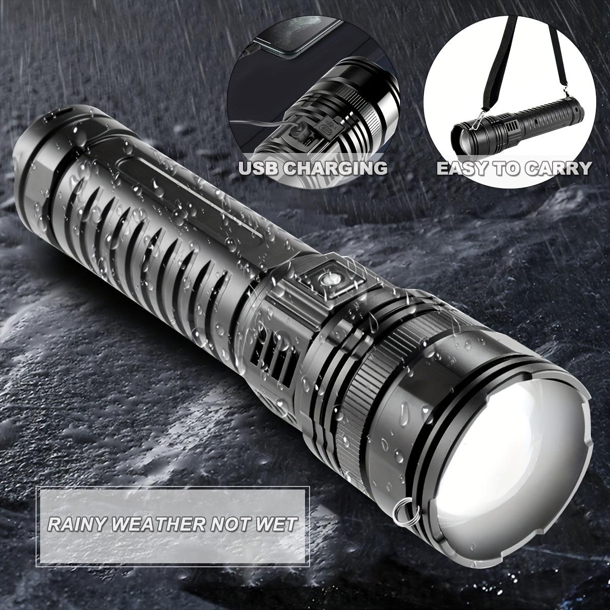Super Bright Flashlight, White Laser Strong Light Long-Distance Spotlight, with COB Light Source, Multi-Functional USB Rechargeable LED Flashlight, Adjustable Focus, for Emergency and Tactical Use