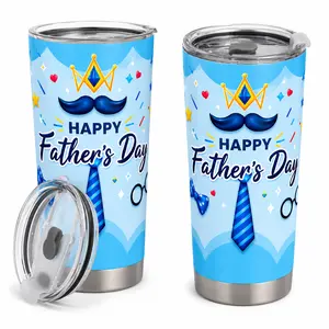 20oz Travel Cup with Lid for Road Trip and Commute, Happy Father's Day Coffee Tumbler, Insulated Stainless Steel Water Cup for Office Work and Daily Use, Car Cup Holder Friendly, Gift for Dad, Men