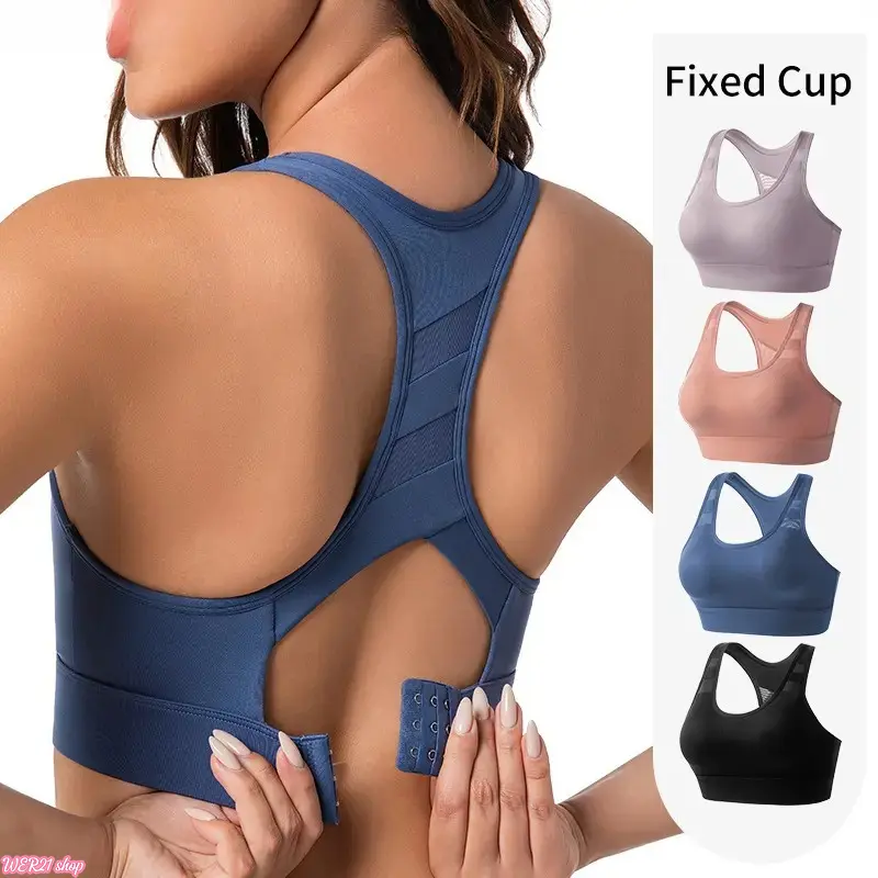 [SummerWins]Women's Seamless High-Support Wirefree Padded Sports Bra - Hooks-Free, Sculpting, Compressive, Activewear with Fixed Pads, Push-Up Shock-Absorbing Workout Top for Running, Fitness, Hooks-Free Sports Bras, Sculpting Sports Bras