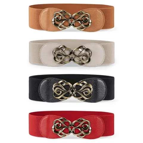 JASGOOD Women Stretchy Belts for Dresses Vintage Elastic Wide Waist Belts