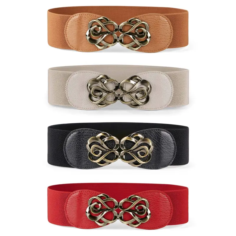 JASGOOD Women Stretchy Belts for Dresses Vintage Elastic Wide Waist Belts