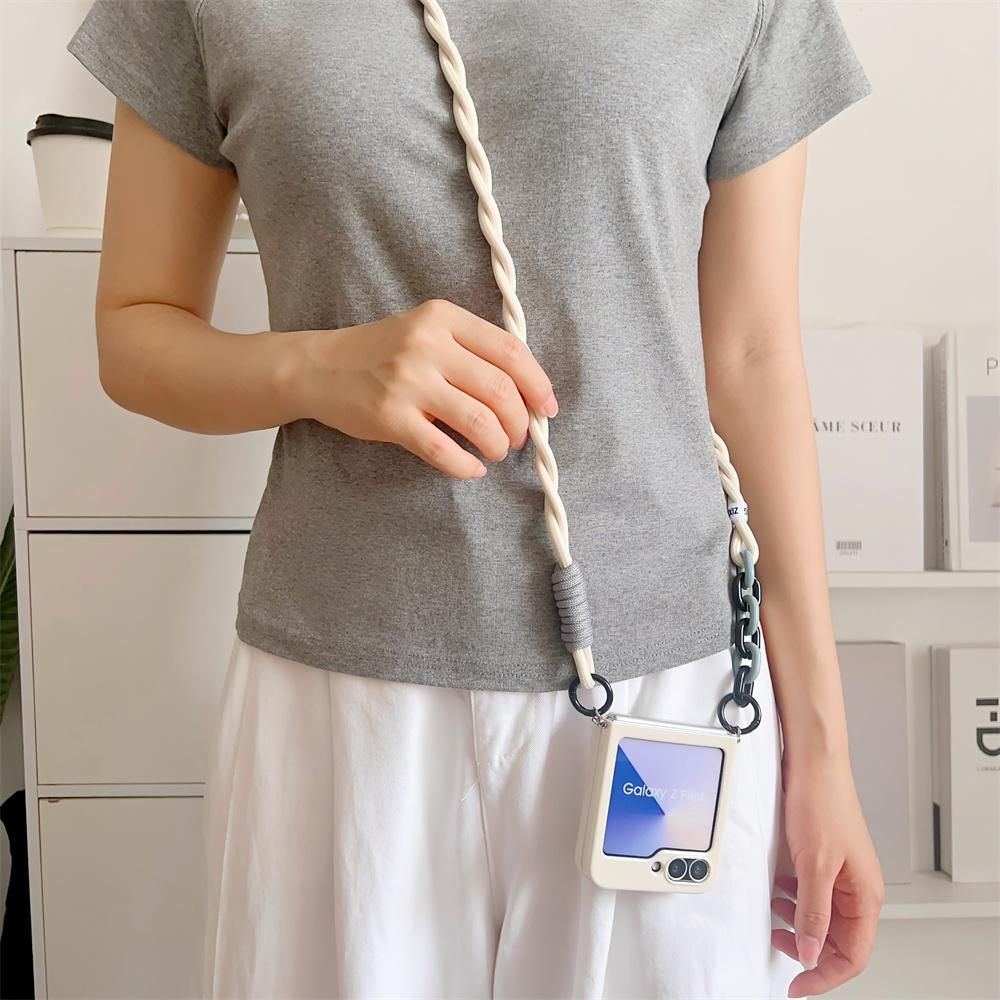 for Samsung Galaxy Z Flip 7 FE 6 5 4 3 Zflip6 Z Flip5 Flip4 Crossbody Lanyard Candy Color Fold Phone Case Shockproof Soft Cover