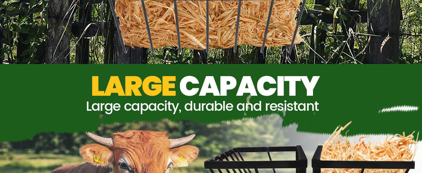 Hay Feeder Hay Rack Wall Mount Horse Goat Feeder, Heavy Duty Livestock Feeder with Rounded Edges for Farm Sheep Horses Cattle Cows etc Feeding Steel