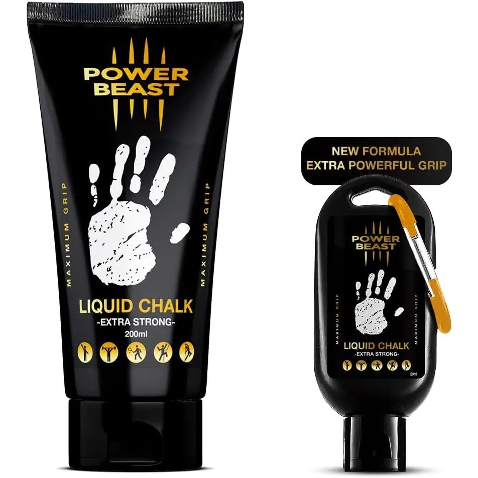 Liquid Chalk, 2 Bottles Combo of 200 + 50 ML, Liquid Sports Chalk, Free Professional Hand Grip for Gym, Weightlifting, Rock Climbing, Gymnastics, Crossfit, Powerlifting, Pole Dance.