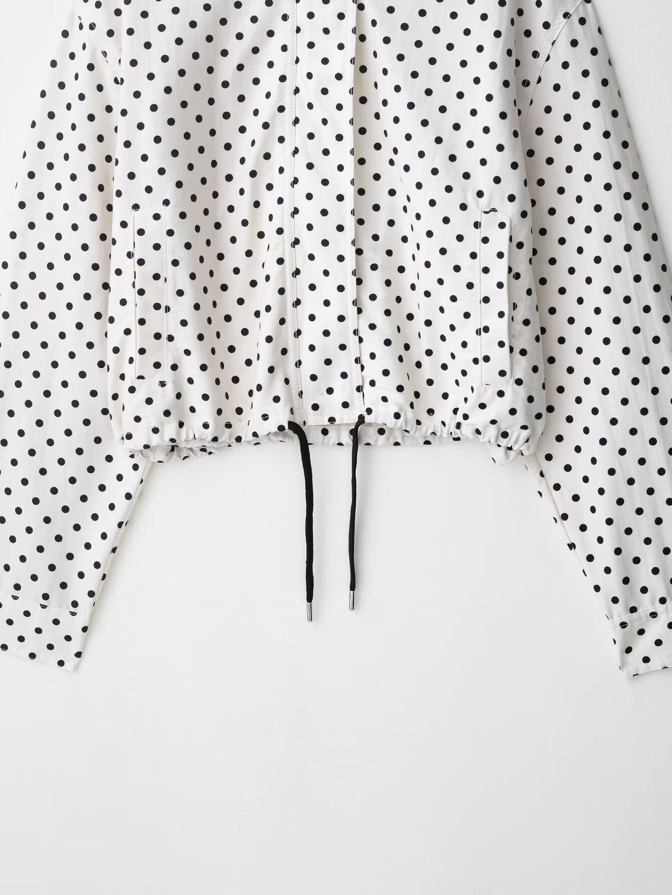 New Summer Women's Polka Dot Blazer, Y2K Street Style Casual Spot Design, Fashionable Long-Sleeved Top