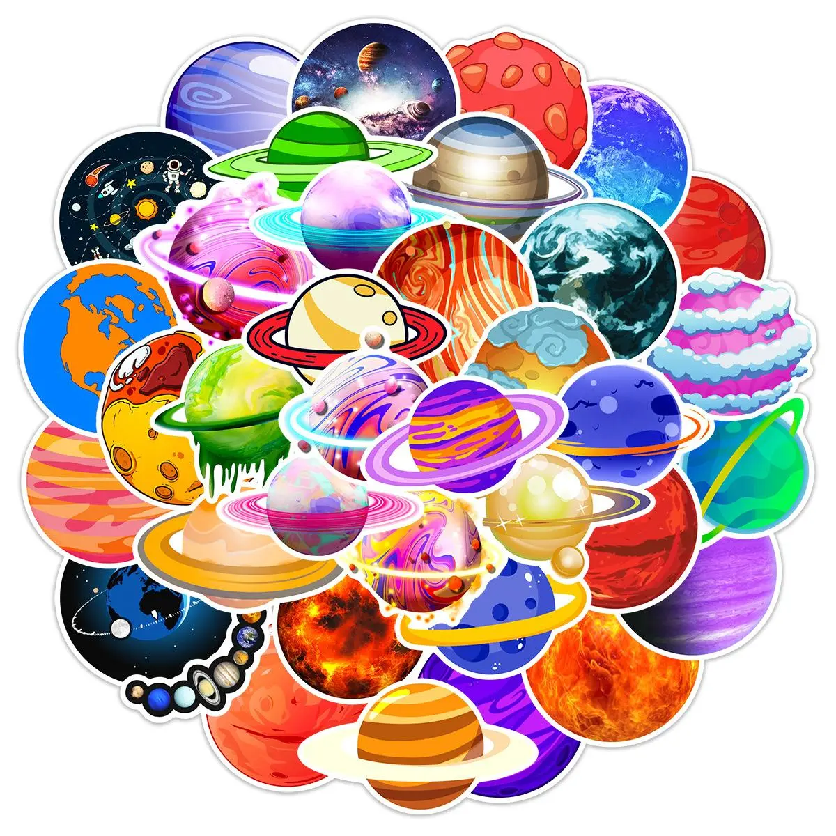 50Pcs Cosmic Planet Stickers Graffiti For Laptop Guitar Bottle Motorcycle Skateboard Luggage Space Cartoon Sticker