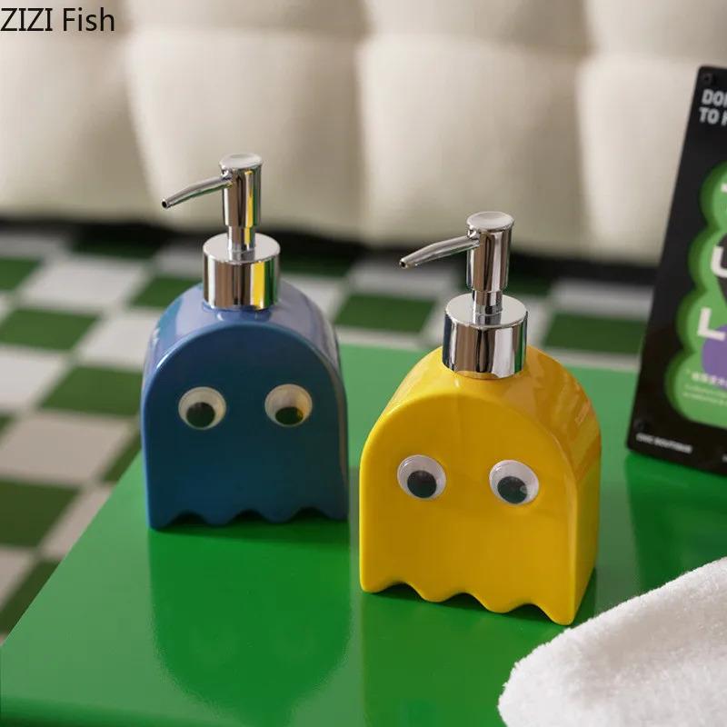 Cute Cartoon Ghost Soap Dispenser Modern Creative Ceramic Hand Sanitizer Bottle Lotion Bottle Hotel Home Bathroom Accessories
