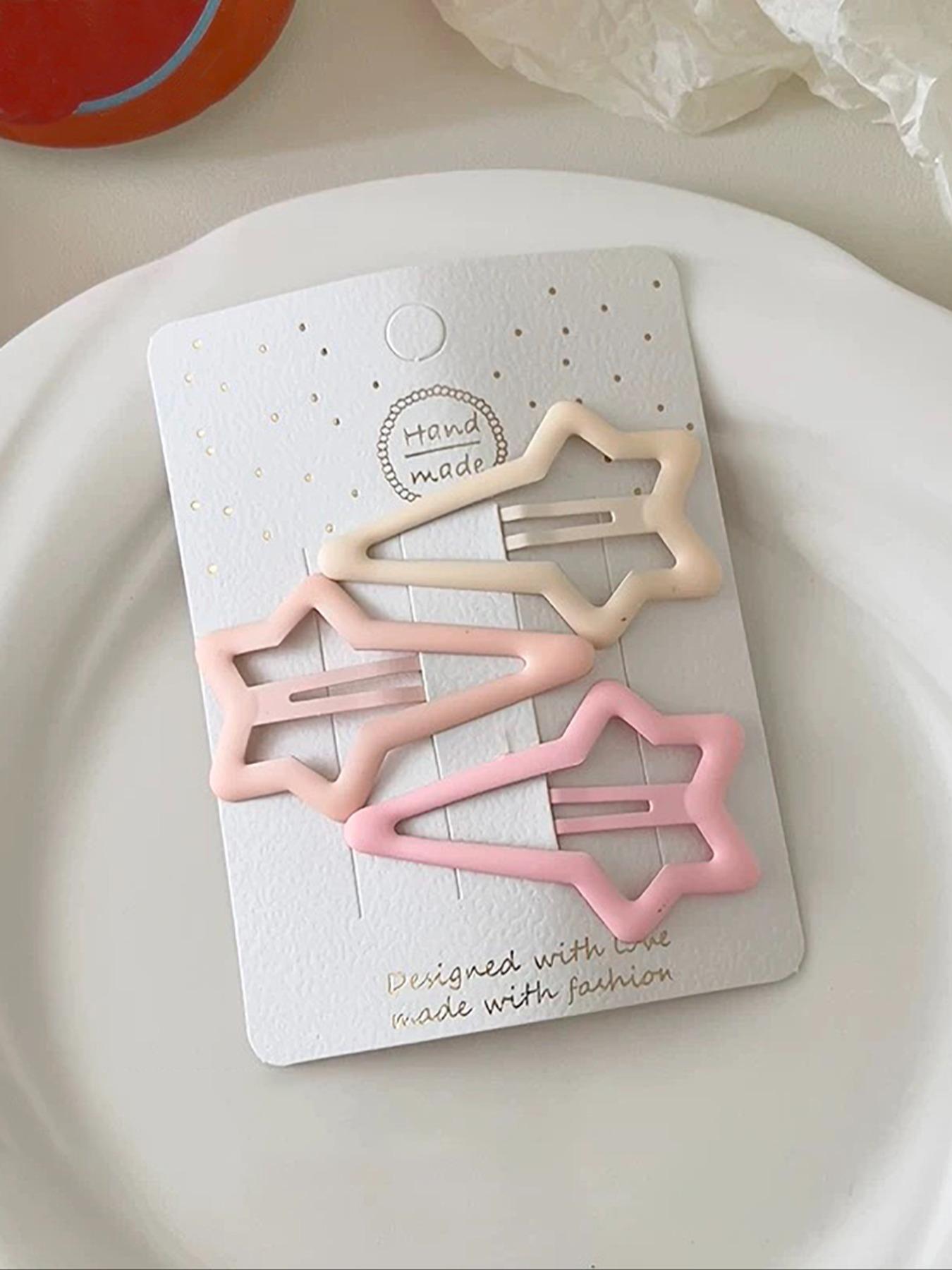 Cute Star & Heart Design Hair Clips, Dopamine Hair Clip, Colorful Hair Accessories for Women & Girls, Minimalist Headwear Suitable for Thick Hair, Hair Clip Set