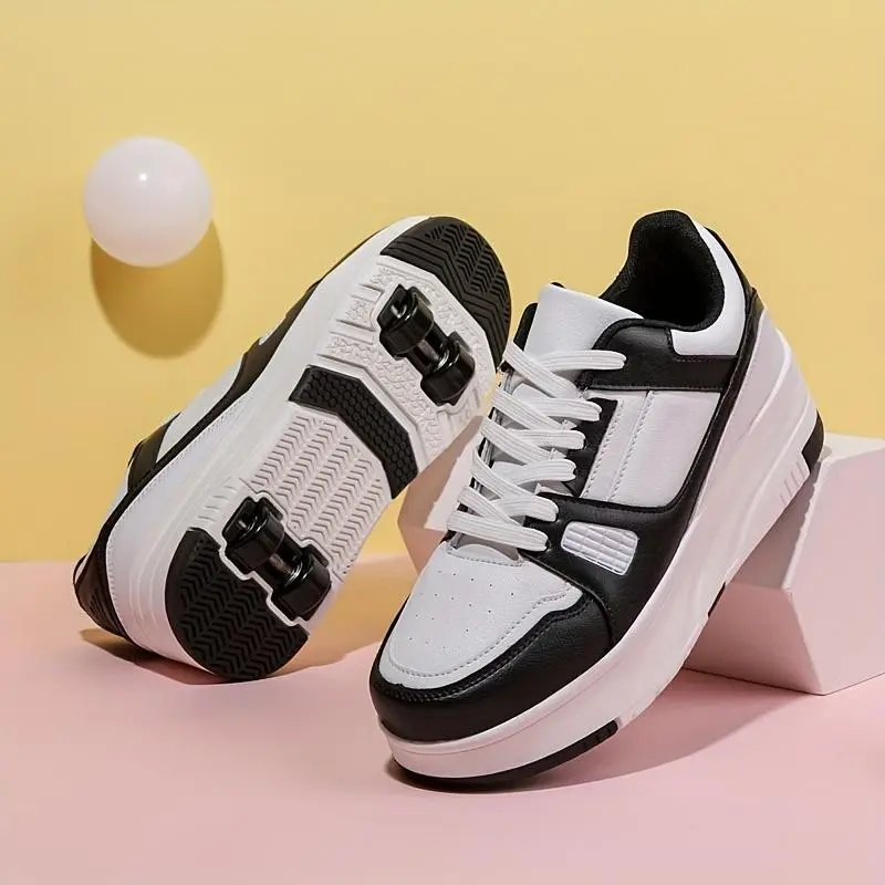 rave shoes Fashion Roller Skates, 4-wheel Roller Skates, Removable Wheels, Multiple Ways To Wear, Sports Outdoor Casual Shoes, Upper, High Shock-absorbing Insole, Non-slip Sole, Suitable For All Ages, Suitable For Outdoor Sports And Urban T