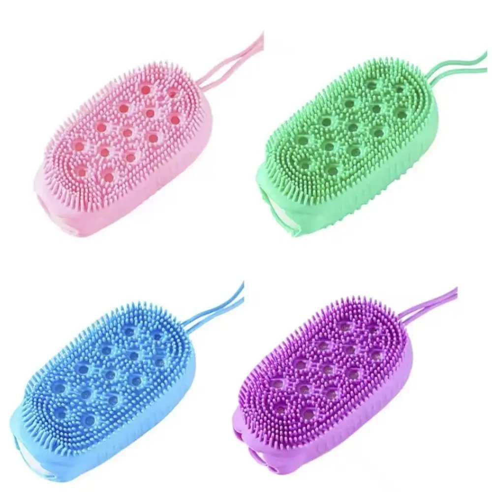 Double-Side Silicone Bath Brush - Reusable Body Care Accessory with Soap Storage, Fast Foaming, Sponge Massage, Scalp Clean, Cleansing & Exfoliating Bathroom Gadget for Home Use, Accessories