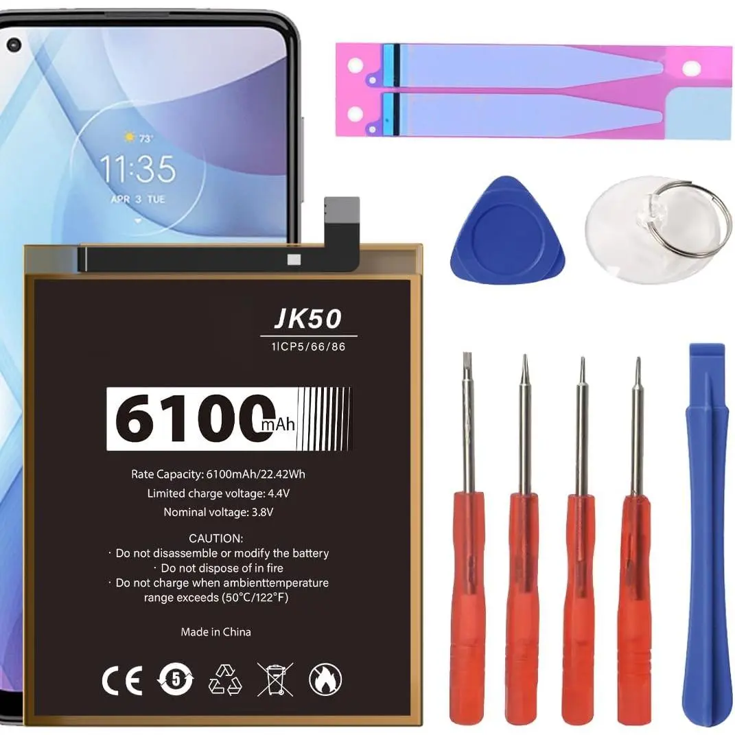 6100mAh JK50 battery, 2026 new upgraded version battery, suitable for Moto G Power 2022 2021 Motorola Moto G7 Power G 5G XT2213/2022, comes with a repair tool kit Charging Phone