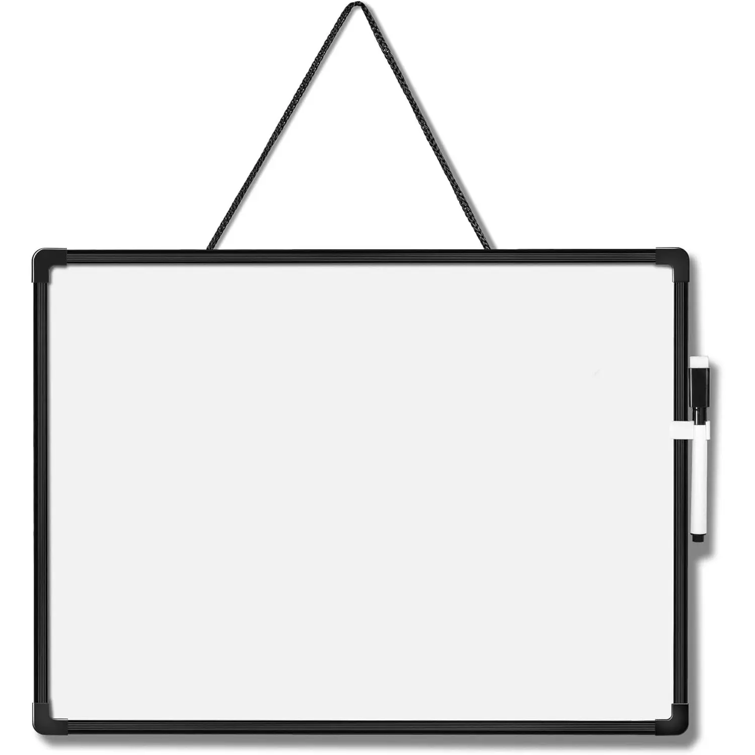 Double-Sided Dry Erase Board 16" x 12", Small White Board for Wall, Black Frame  Whiteboard for  School Office