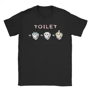 Men Chiikawas Hachiware Usagi on the Toilet Potty Poop Pooping Meme T Shirts  Clothing Humor Tee Shirt Printing T-Shirtgood graphic tees