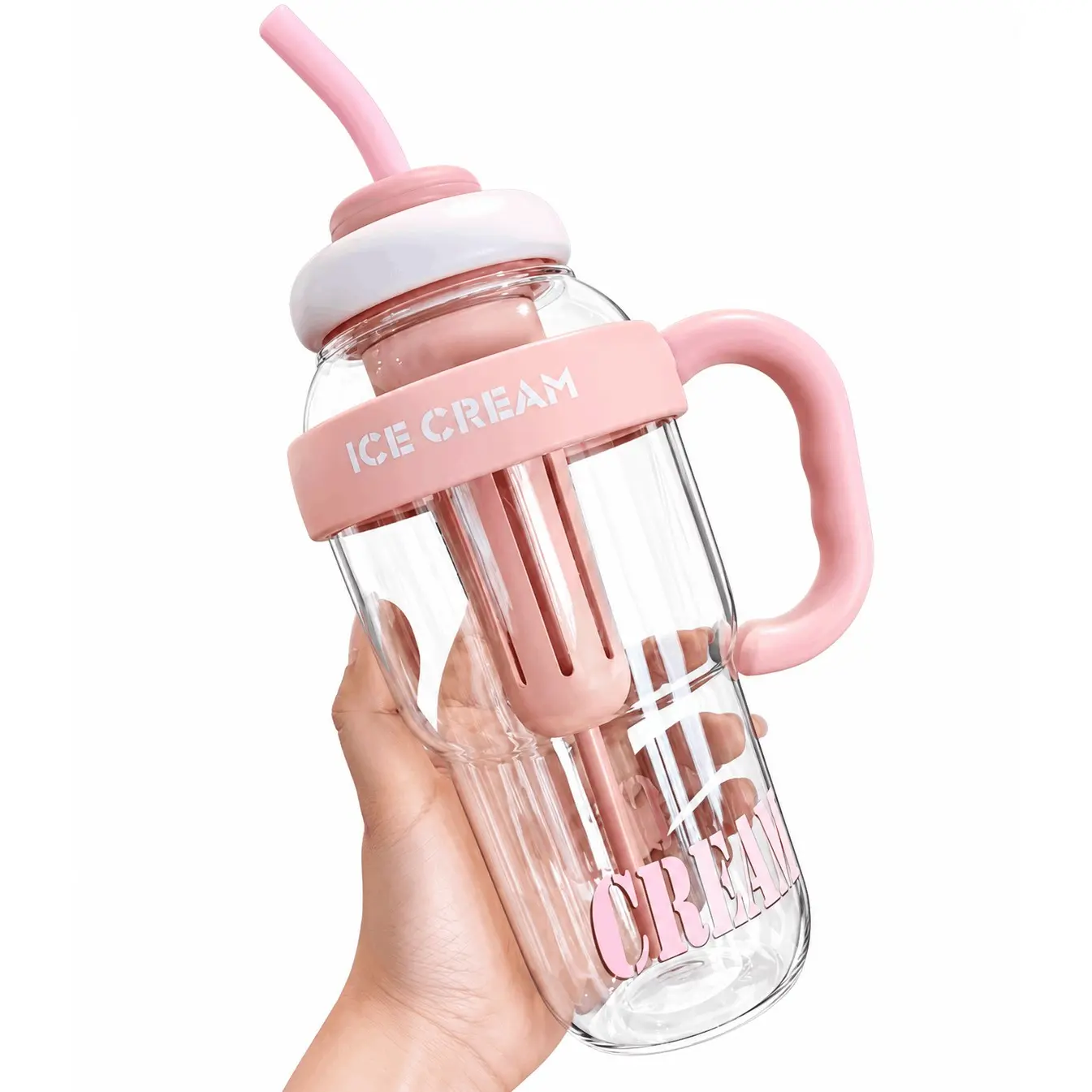 1300ml Large Capacity Plastic Water Bottle with Straw & Flip Cap, Leak-Resistant, Dishwasher Safe, Reusable Sports Water Bottle