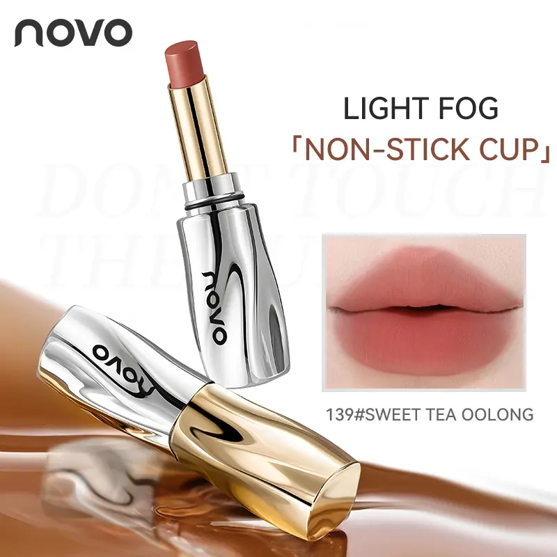 NOVO High-Pigment Velvet Matte Lipstick with Color-Locking Formula, Long-Lasting Lightweight Non-Sticky Lip Makeup