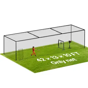VEVOR Baseball Batting Cage, 41.7x 12.8x 10.1 FT Freestanding Portable Batting Cage, Hitting Cages with 30-Ply Knotted HDPE Carabiner Hooks, Battings Cages Netting for Indoor, Outdoor (NET ONLY)