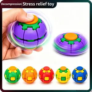 3D Printed Press Spin Reset Fidget Ball Toy, Quiet Sensory Stress Relief Desk Spinner, Smooth Rotating Handheld Focus Toy for ADHD, Anxiety Relief, Office Desk, Classroom, Kids, Teens & Adults