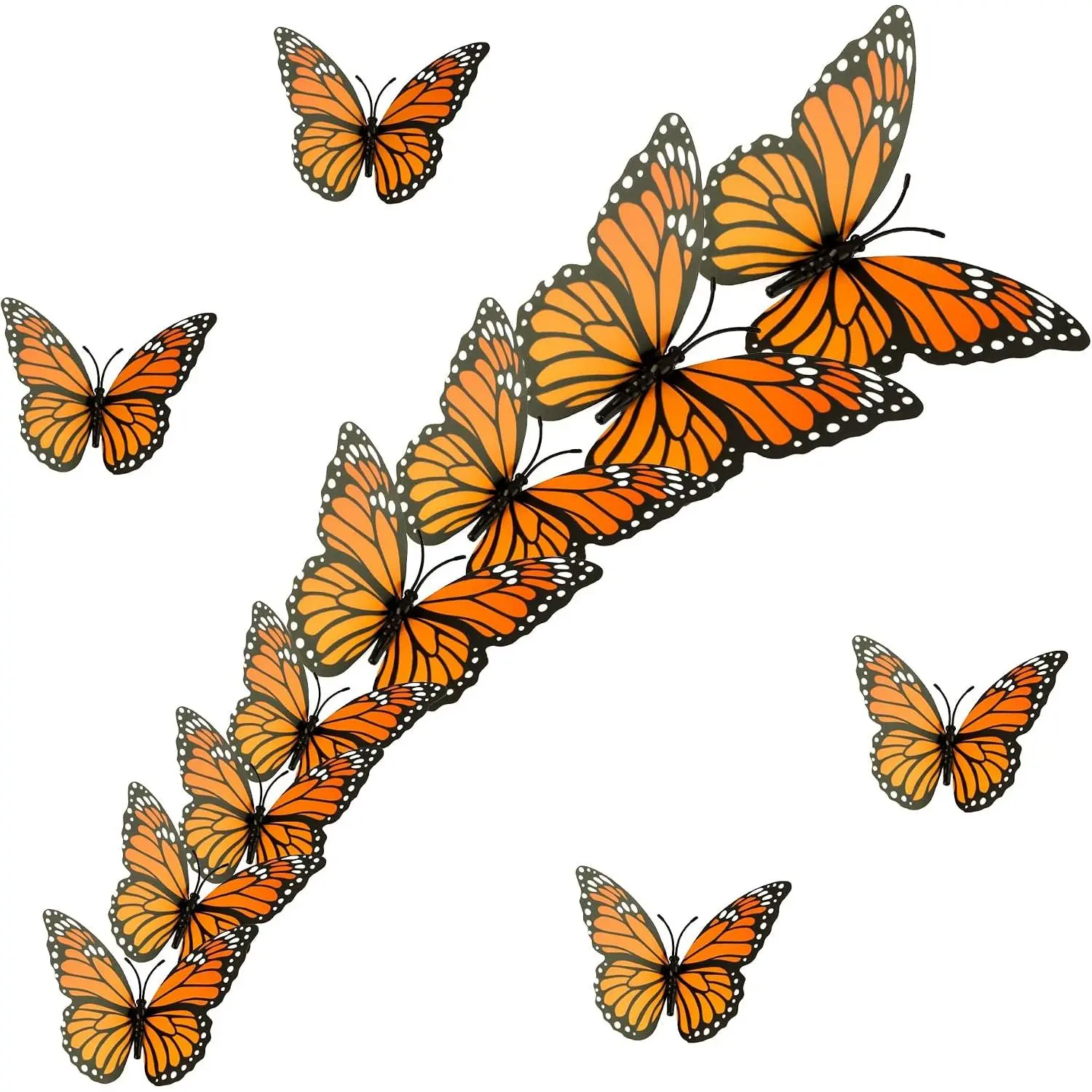 Monarch Butterfly Decorations,  Halloween Butterfly Wall Decor, 12 count Orange  Butterflies, Artificial Butterflies Crafts for The  Day, Bedroom, , Wedding, Party, Halloween Decor