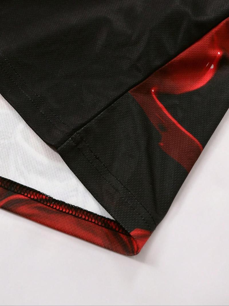 Men's Race Car & Letter Print Round Neck Crop Tee, Loose Casual Fashion Short Sleeve T-shirt for Daily Wear, Men's Top for All Seasons, Tropical