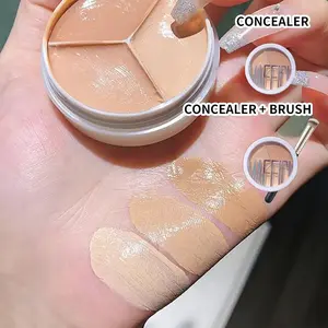 Long-Lasting Trio Concealer, Unisex Coverage for Dark Circles, Redness, Even Skin Tone, Waterproof, Sweatproof, Swimsuit Friendly, Natural Finish