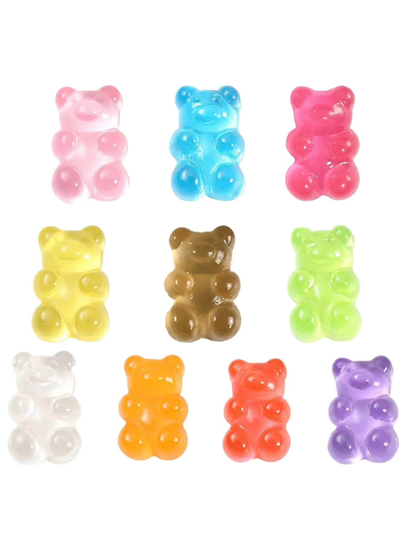 10pcs Cartoon Glow-In-The-Dark Resin Bear Shoe Accessories, Shoe Decoration Charms, PVC Material Sandal Strap DIY Footwear Decor, Holiday Gifts