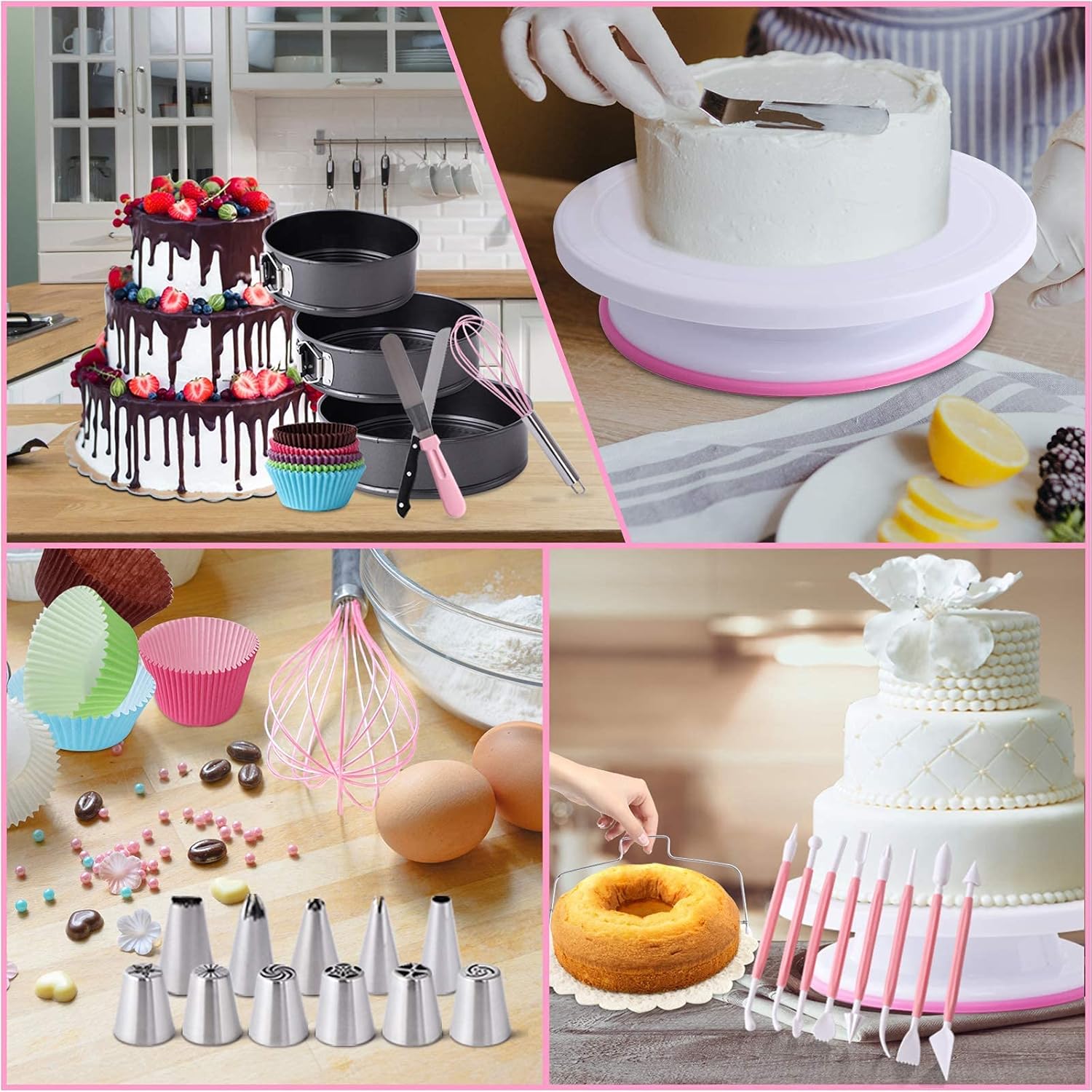 Cake Decorating Tool Set, 464pcs/set Cake Decorating Nozzle & Cake Turntable & Cake Pan & Other Accessories, Baking Supplies for Beginners