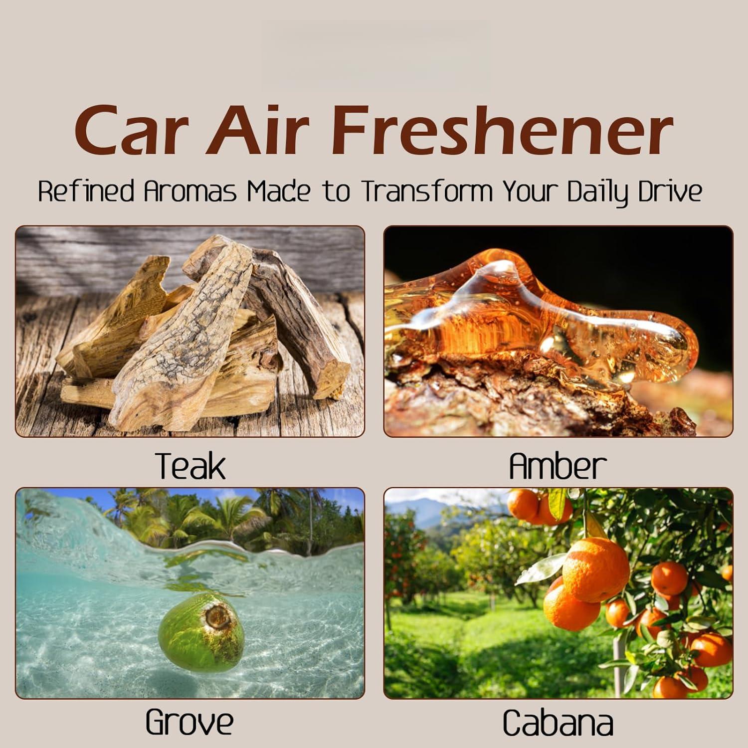 Car Air Freshener-The Original Wood Air Freshener-Car Odor Eliminator for Visor Clip-Long Lasting Scent,Vehicle Scent Diffuser for Truck & SUV-Pack of 4 (T