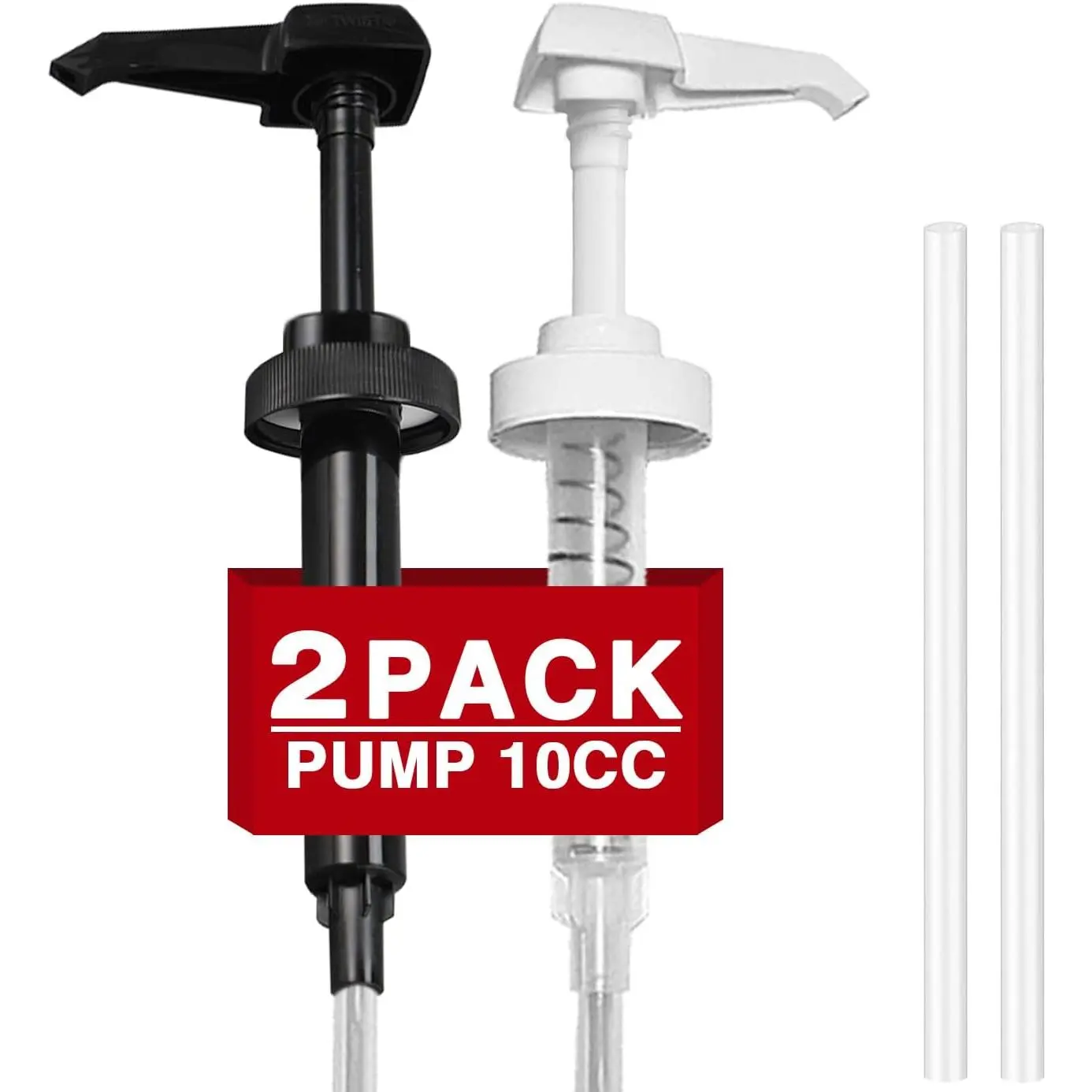 2 Pcs 38-400 Gallon Pump Dispenser, Black & White, Gallon Jug | 10cc Dispensing, Fits 1 Gallon Bottle 64oz 128oz, Jug Lotion Shampoo Bottles, Hand Sanitizer Containers, Top Replacement